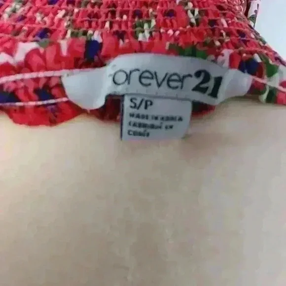 Forever 21 Ladies Coral Floral Print Sz S - Picture 8 of 8